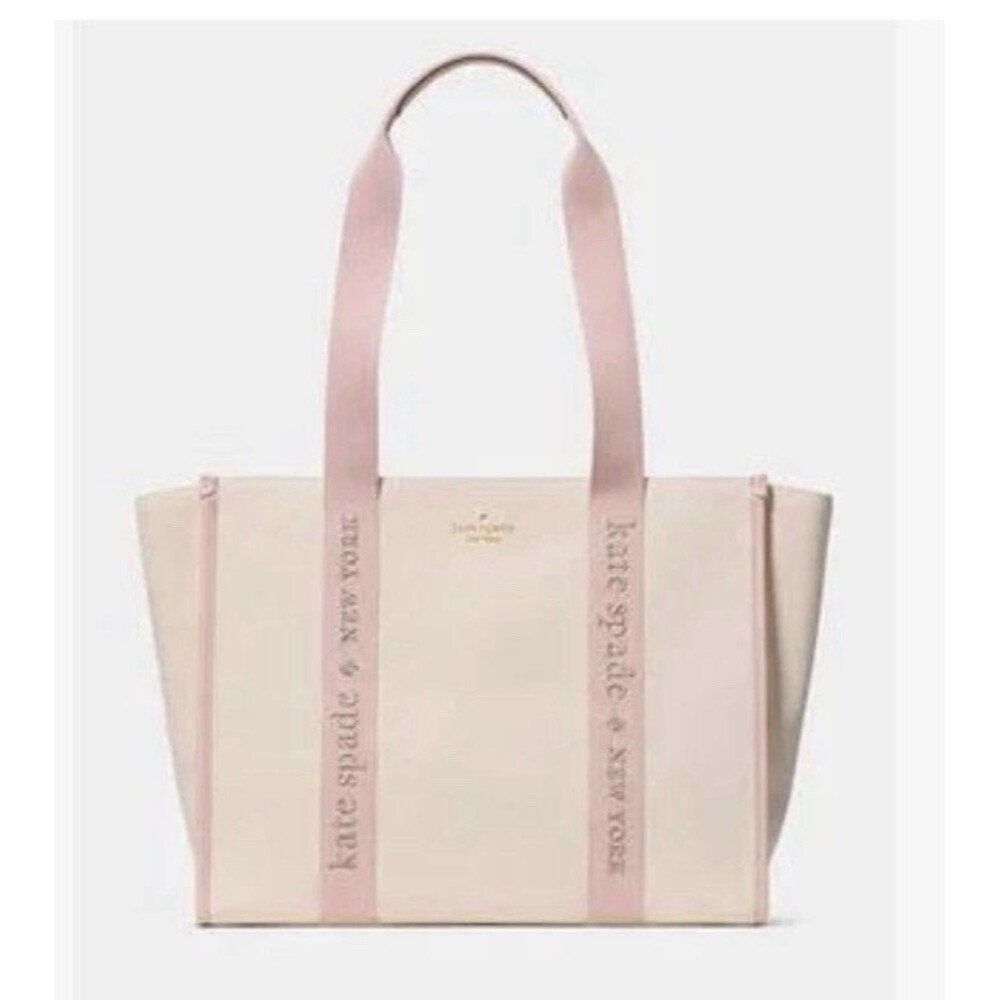 Kate Spade KG765 Kip Large Canvas Tote Bag Rose Smoke Pink Multi NWT